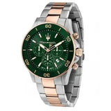 Maserati Competizione Chronograph Green Dial Two Tone Steel Strap Watch For Men - R8873600004 Authentic Buy Shop Now