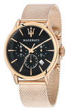 Maserati Epoca Black Dial Gold Mesh Bracelet Watch For Men - R8873618005 Authentic Buy Shop Now