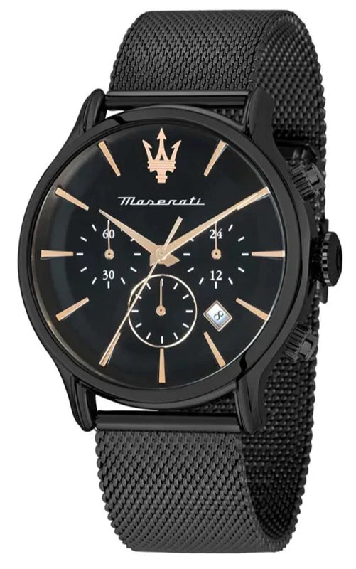 Maserati Epoca Chronograph Black Dial Black Mesh Strap Watch For Men - R8873618013 Authentic Buy Shop Now