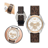 Michael Kors Jessa Multifunction Silver Dial Brown Leather Strap Watch For Women - MK7205 Authentic Buy Shop Now