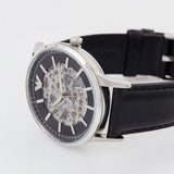 Emporio Armani Meccanico Skeleton Automatic Black Dial Black Leather Strap Watch for Men - AR60038 Authentic Buy Shop Now
