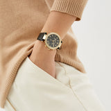 Michael Kors Parker Chronograph Black Dial Black Leather Strap Watch For Women - MK6984 Authentic Buy Shop Now