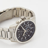 Armani Exchange Banks Chronograph Black Dial Silver Steel Strap Watch For Men - AX1720 Authentic Buy Shop Now