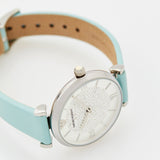 Emporio Armani Gianni T Bar Analog Crystals Silver Dial Blue Leather Strap Watch For Women - AR11443 Authentic Buy Shop Now