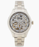 Fossil Rye Automatic Skeleton Silver Dial Silver Steel Strap Watch for Women - BQ3753 Authentic Buy Shop Now