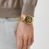 Guess Duke Glitz Crystals Gold Dial Gold Steel Strap Watch For Men - GW0576G2 Authentic Buy Shop Now