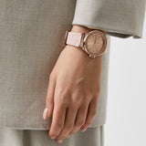 Michael Kors Mini Lennox Three-Hand Rose Gold Dial Pink Silicone Strap Watch For Women - MK7282 Authentic Buy Shop Now