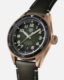 Tag Heuer Autavia Calibre 5 Automatic Olive Green Dial Green Leather Strap Watch for Men - WBE5190.FC8268 Authentic Buy Shop Now