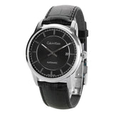 Calvin Klein Infinity Automatic Black Dial Black Leather Strap Watch for Men - K5S341C1 Authentic Buy Shop Now