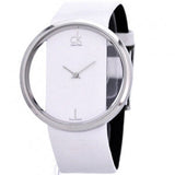 Calvin Klein Glam Transparent Dial White Leather Strap Watch for Women - K9423101 Authentic Buy Shop Now