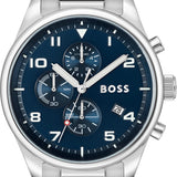 Hugo Boss View Chronograph Blue Dial Silver Steel Strap Watch For Men - 1513989 Authentic Buy Shop Now