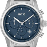 Hugo Boss Trace Chronograph Quartz Blue Dial Silver Steel Strap Watch For Men - 1514007 Authentic Buy Shop Now