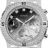 Guess Confetti Crystal Black Dial White Silicone Strap Watch For Women - W1098L1 Authentic Buy Shop Now