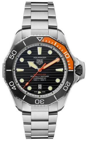 Tag Heuer Aquaracer Professional 1000 Superdiver Automatic Black Dial Silver Steel Strap Watch for Men - WBP5A8A.BF0619 Authentic Buy Shop Now