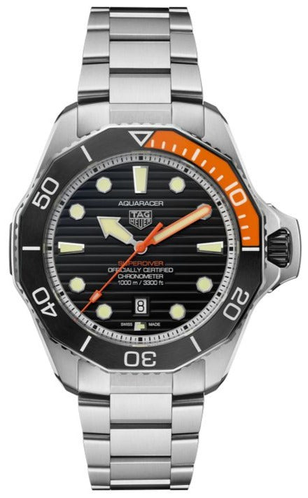 Tag Heuer Aquaracer Professional 1000 Superdiver Automatic Black Dial Silver Steel Strap Watch for Men - WBP5A8A.BF0619 Authentic Buy Shop Now