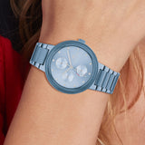 Tommy Hilfiger Joy Chronograph Blue Dial Blue Steel Strap Watch For Women - 1782535 Authentic Buy Shop Now