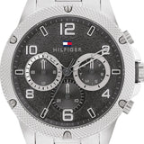 Tommy Hilfiger Blaze Chronograph Black Dial Silver Steel Strap Watch For Men - 1792029 Authentic Buy Shop Now