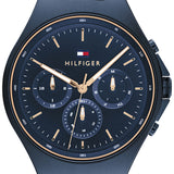 Tommy Hilfiger Justin Chronograph Blue Dial Blue Steel Strap Watch For Men - 1792058 Authentic Buy Shop Now