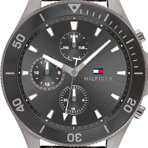 Tommy Hilfiger Larson Chronograph Grey Dial Silver Steel Strap Watch For Men - 1791918 Authentic Buy Shop Now