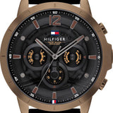 Tommy Hilfiger Luca Chronograph Black Dial Black Rubber Strap Watch For Men - 1710491 Authentic Buy Shop Now
