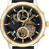 Tommy Hilfiger Henry Chronograph Black Dial Black Leather Strap Watch For Men - 1710474 Authentic Buy Shop Now