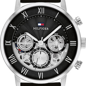 Tommy Hilfiger Legend Chronograph Black Dial Black Leather Strap Watch For Men - 1710565 Authentic Buy Shop Now
