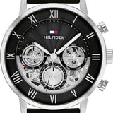 Tommy Hilfiger Legend Chronograph Black Dial Black Leather Strap Watch For Men - 1710565 Authentic Buy Shop Now