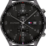 Tommy Hilfiger West Chronograph Black Dial Black Leather Strap Watch For Men - 1791711 Authentic Buy Shop Now
