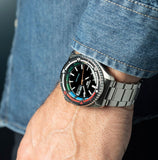 Seiko 5 Sports SKX Series Regatta Timer Retro Blue Dial Silver Steel Strap Watch For Men - SRPK13K1 Authentic Buy Shop Now
