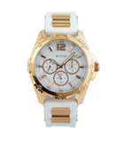 Guess Intrepid White Dial Two Tone Silicone Strap Watch For Women - W0325L6 Authentic Buy Shop Now