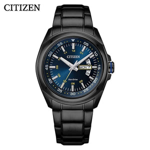 Citizen Eco Drive Blue Dial Black Steel Strap Watch For Men - AW0024-58LB Authentic Buy Shop Now