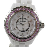 Chanel J12 Sapphire Bezel Ceramic White Dial White Steel Strap Watch for Women - J12 H2010 Authentic Buy Shop Now