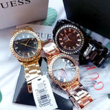 Guess Sparkler Diamonds Black Dial Rose Gold Steel Strap Watch for Women - GW0111L3 Authentic Buy Shop Now