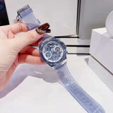 Guess Athena Active Life Clear White Dial Blue Rubber Strap Watch for Women - GW0409L1 Authentic Buy Shop Now