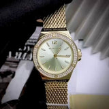 Michael Kors Lennox Three-Hand Gold Dial Gold Mesh Bracelet Watch For Women - MK7335 Authentic Buy Shop Now