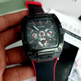 Guess Phoenix Multifunction Black Dial Black & Red Rubber Strap Watch for Men - GW0202G7 Authentic Buy Shop Now