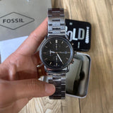 Fossil The Commuter Black Dial Grey Steel Strap Watch for Men - FS5400 Authentic Buy Shop Now