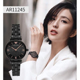 Emporio Armani Gianni T Bar All Black Diamond Dial Watch For Women - AR11245 Authentic Buy Shop Now