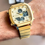 Fossil Retro Analog-Digital Gold Dial Gold Steel Strap Watch for Men - FS5889 Authentic Buy Shop Now