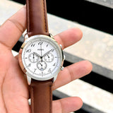 Fossil Neutra Chronograph White Dial Brown Leather Strap Watch for Men - FS6022 Authentic Buy Shop Now
