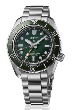 Seiko Prospex GMT Divers Automatic Marine Green Dial Silver Steel Strap Watch For Men - SPB381J1 Authentic Buy Shop Now