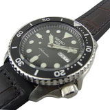 Seiko 5 Sports SKX Automatic Black Dial Black Leather Strap Watch for Men - SRPD55K2 Authentic Buy Shop Now