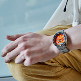 Seiko 5 Sports Automatic Orange Dial Silver Steel Strap Watch For Men - SRPD59K1 Authentic Buy Shop Now