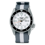 Seiko 5 Sports x Peanuts Surfboard Snoopy Limited Edition White Dial Two Tone NATO Strap Watch For Men - SRPK25K1 Authentic Buy Shop Now