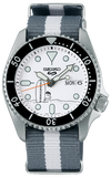 Seiko 5 Sports x Peanuts Surfboard Snoopy Limited Edition White Dial Two Tone NATO Strap Watch For Men - SRPK25K1 Authentic Buy Shop Now