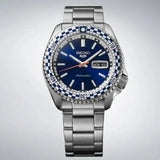 Seiko 5 Sports Petrol Blue Checker Flag Special Edition Blue Dial Silver Steel Strap Watch For Men - SRPK65K1 Authentic Buy Shop Now