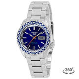 Seiko 5 Sports Petrol Blue Checker Flag Special Edition Blue Dial Silver Steel Strap Watch For Men - SRPK65K1 Authentic Buy Shop Now