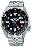 Seiko 5 Sports Automatic GMT Black Dial Silver Steel Strap Watch For Men - SSK001K1 Authentic Buy Shop Now