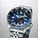 Seiko 5 Sports GMT SKX Automatic Blueberry Dial Silver Steel Strap Watch For Men - SSK003K1 Authentic Buy Shop Now