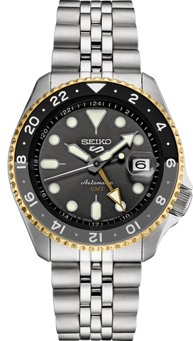 Seiko 5 Sports GMT US Special Edition Automatic Grey Dial Silver Steel Strap Watch For Men - SSK021K1 Authentic Buy Shop Now